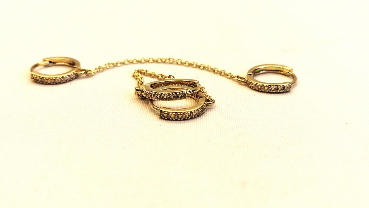 Handboei Oorbellen Zilver Goud - Cuff Oorbel Hangers 14mm - BDSM Sieraden - SM - speeltjes