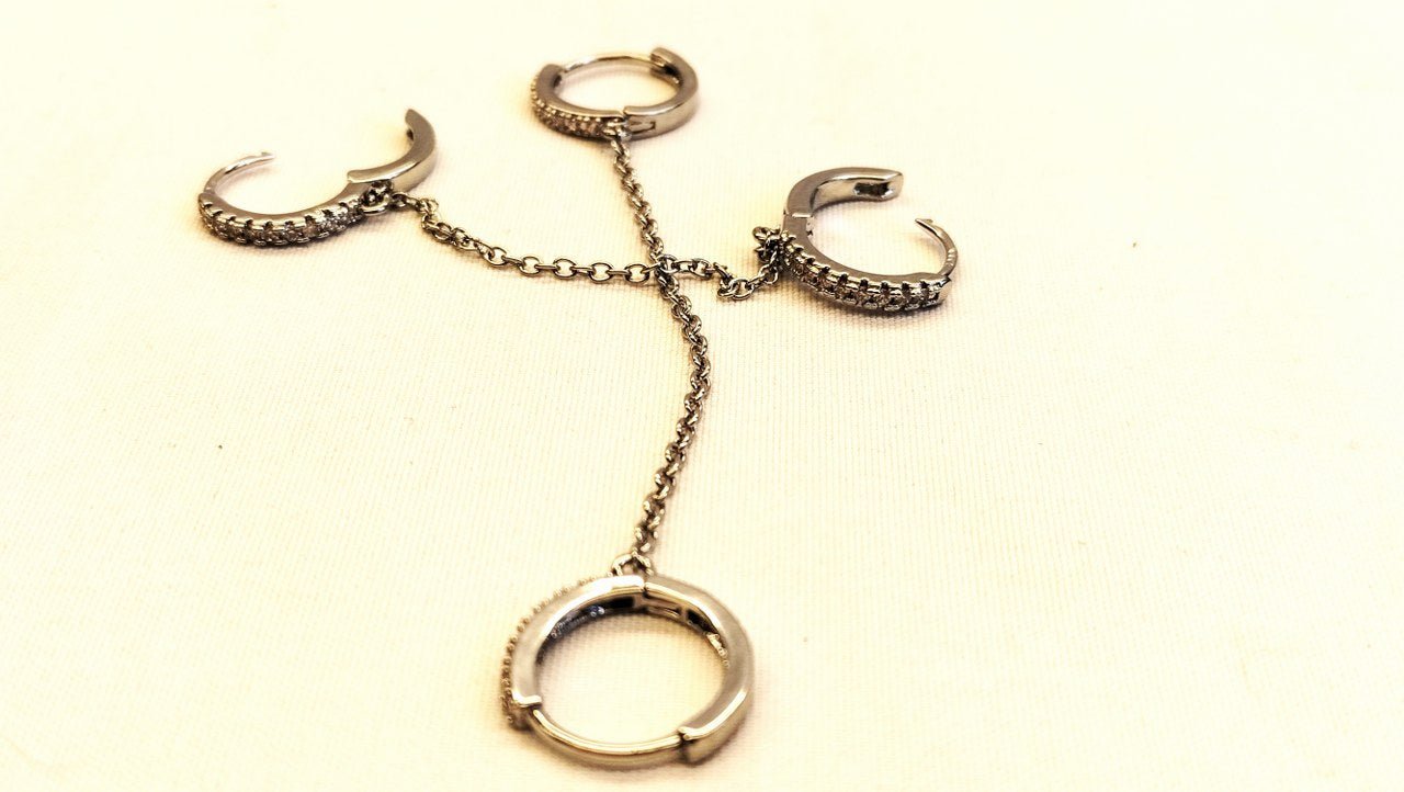 Handboei Oorbellen Zilver Goud - Cuff Oorbel Hangers 14mm - BDSM Sieraden - SM - speeltjes