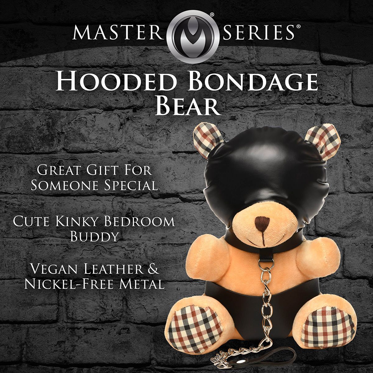 Hooded kinky bear 21 cm - SM - speeltjes