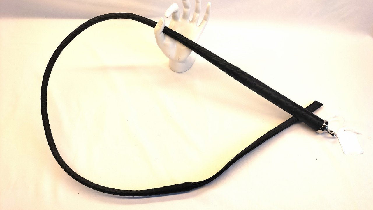 Japanse Bullwhip 130cm - Leren Single Tail Zweep Zwart of Zwart/Goud - Impact Play - SM - speeltjes