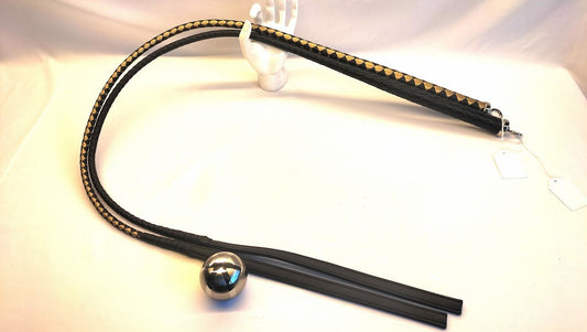 Japanse Bullwhip 130cm - Leren Single Tail Zweep Zwart of Zwart/Goud - Impact Play - SM - speeltjes