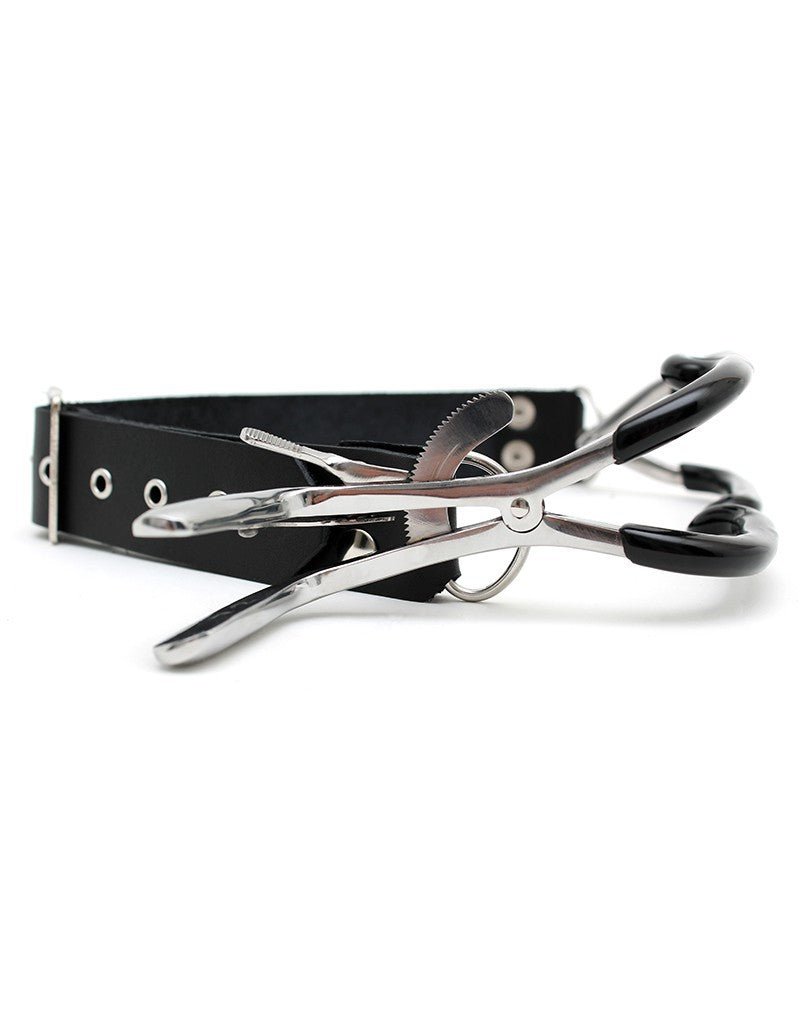 Jennings Mondspreider 316 Staal 260g - Medical Play Mondklem Leren Nekriem 41 - 58cm - Medical Play - SM - speeltjes