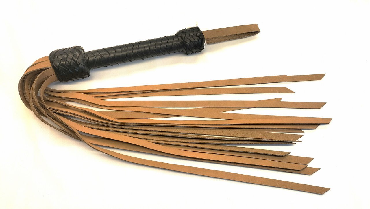 Kalfsleren Flogger 69cm - Impact Play Zweep BDSM Toy 18 Falls - BDSM - SM - speeltjes