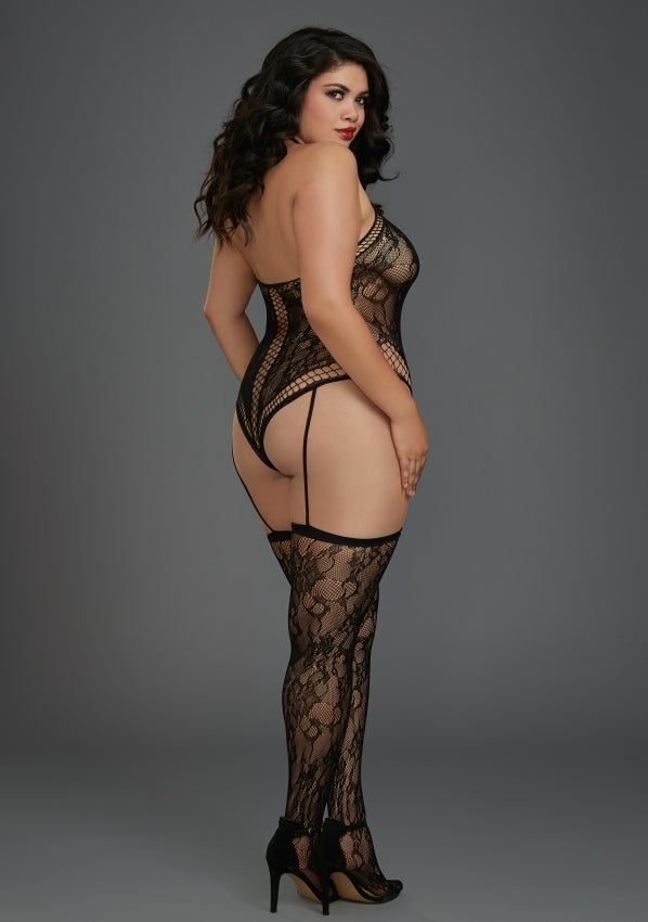 Kanten Teddy Bodystocking - Plus Size - SM - speeltjes