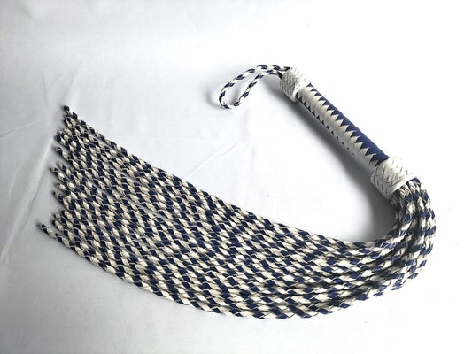 Leder cat O 18 met geweven falls blauw/wit - SM - speeltjes