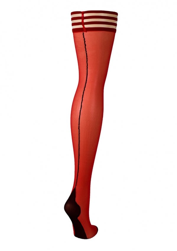 Monica - Stockings rood met naad - SM - speeltjes