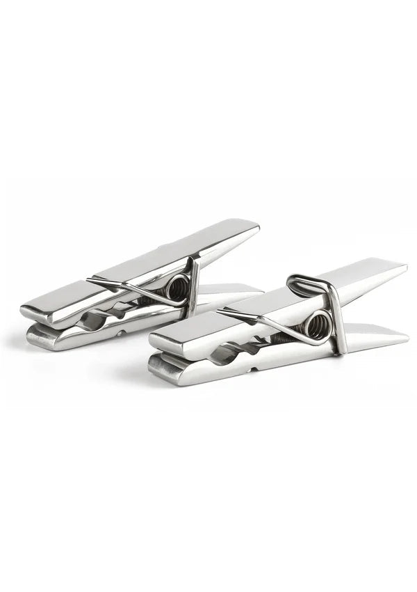 Mr. Steel Clothespins – RVS Tepelklemmen 8 cm met Veerdruk - RVS tepelklemmen - SM-speeltjes