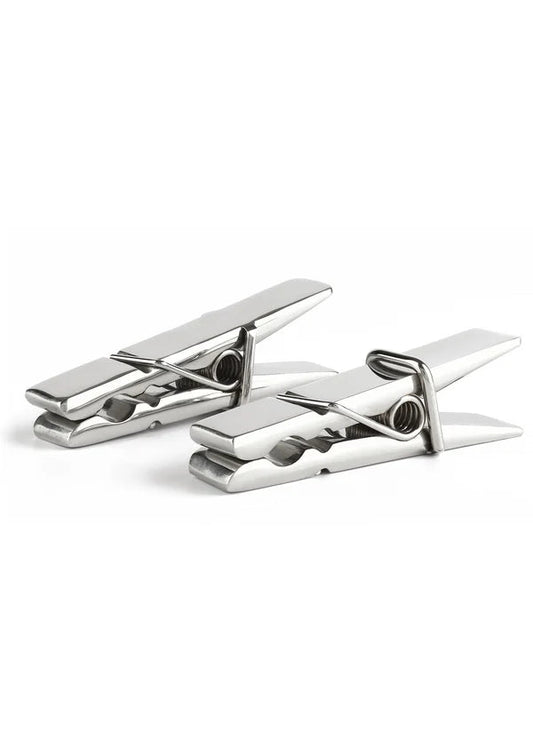 Mr. Steel Clothespins – RVS Tepelklemmen 8 cm met Veerdruk - RVS tepelklemmen - SM-speeltjes