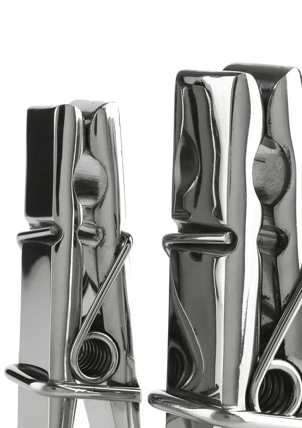Mr. Steel Clothespins – RVS Tepelklemmen 8 cm met Veerdruk - RVS tepelklemmen - SM-speeltjes