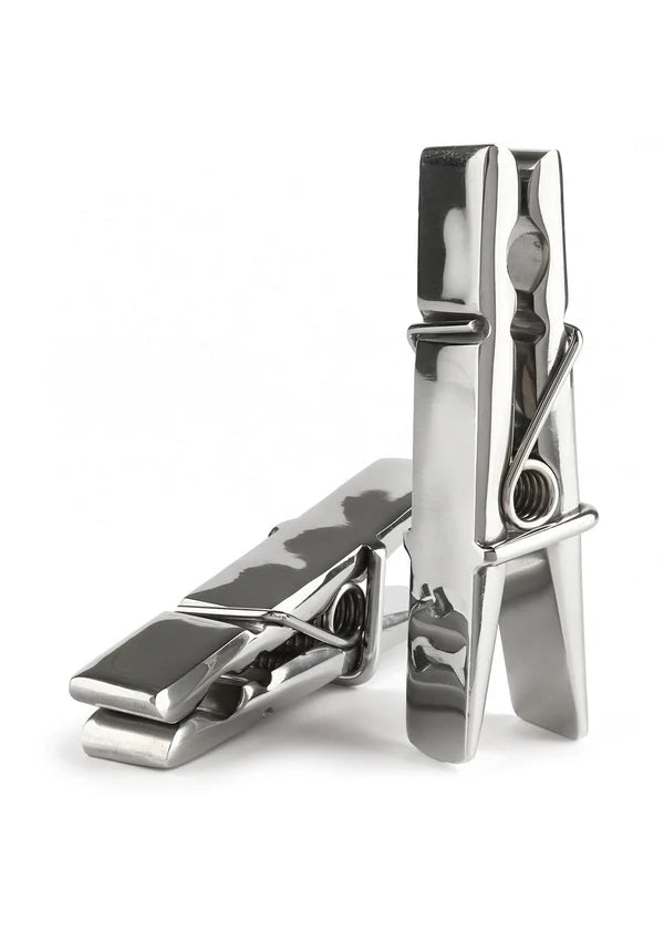 Mr. Steel Clothespins – RVS Tepelklemmen 8 cm met Veerdruk - RVS tepelklemmen - SM-speeltjes