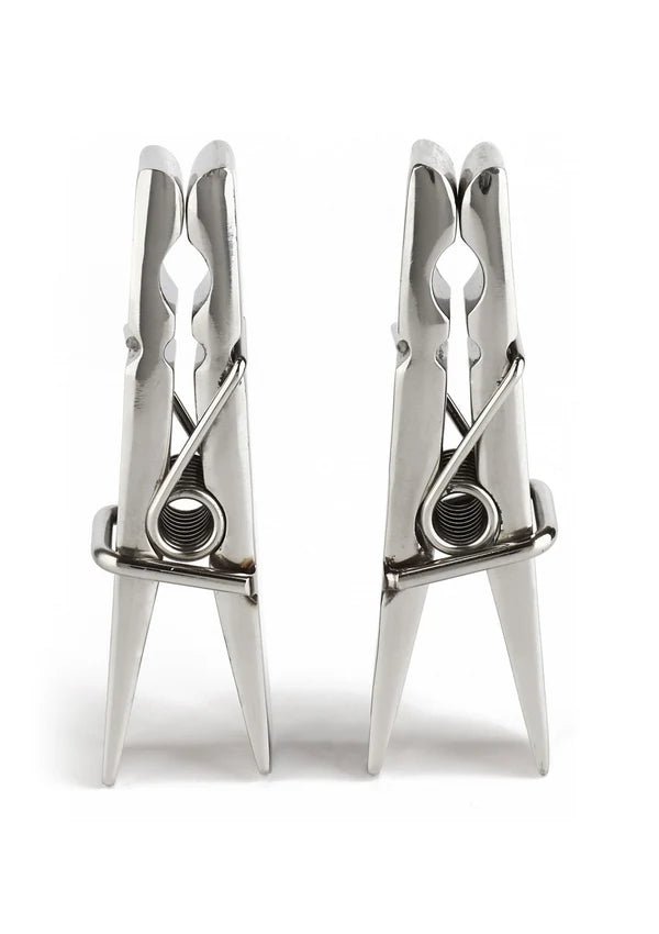 Mr. Steel Clothespins – RVS Tepelklemmen 8 cm met Veerdruk - RVS tepelklemmen - SM-speeltjes