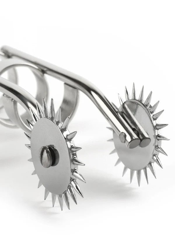 Mr. Steel Double Finger Pinwheel RVS – Dubbel Wartenbergwiel - Vingerpinwheel - SM-speeltjes