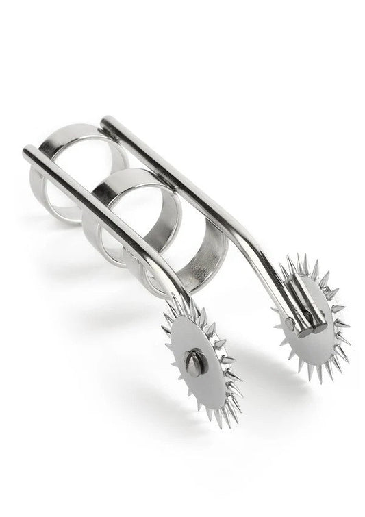 Mr. Steel Double Finger Pinwheel RVS – Dubbel Wartenbergwiel - Vingerpinwheel - SM-speeltjes