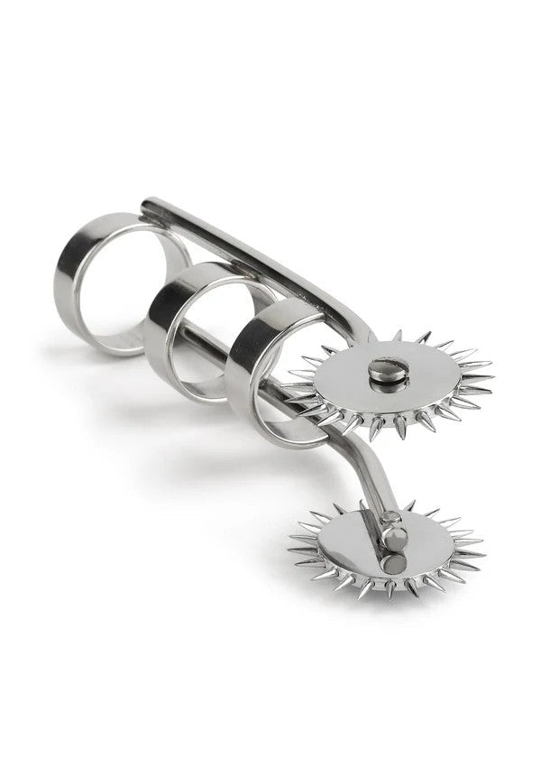 Mr. Steel Double Finger Pinwheel RVS – Dubbel Wartenbergwiel - Vingerpinwheel - SM-speeltjes