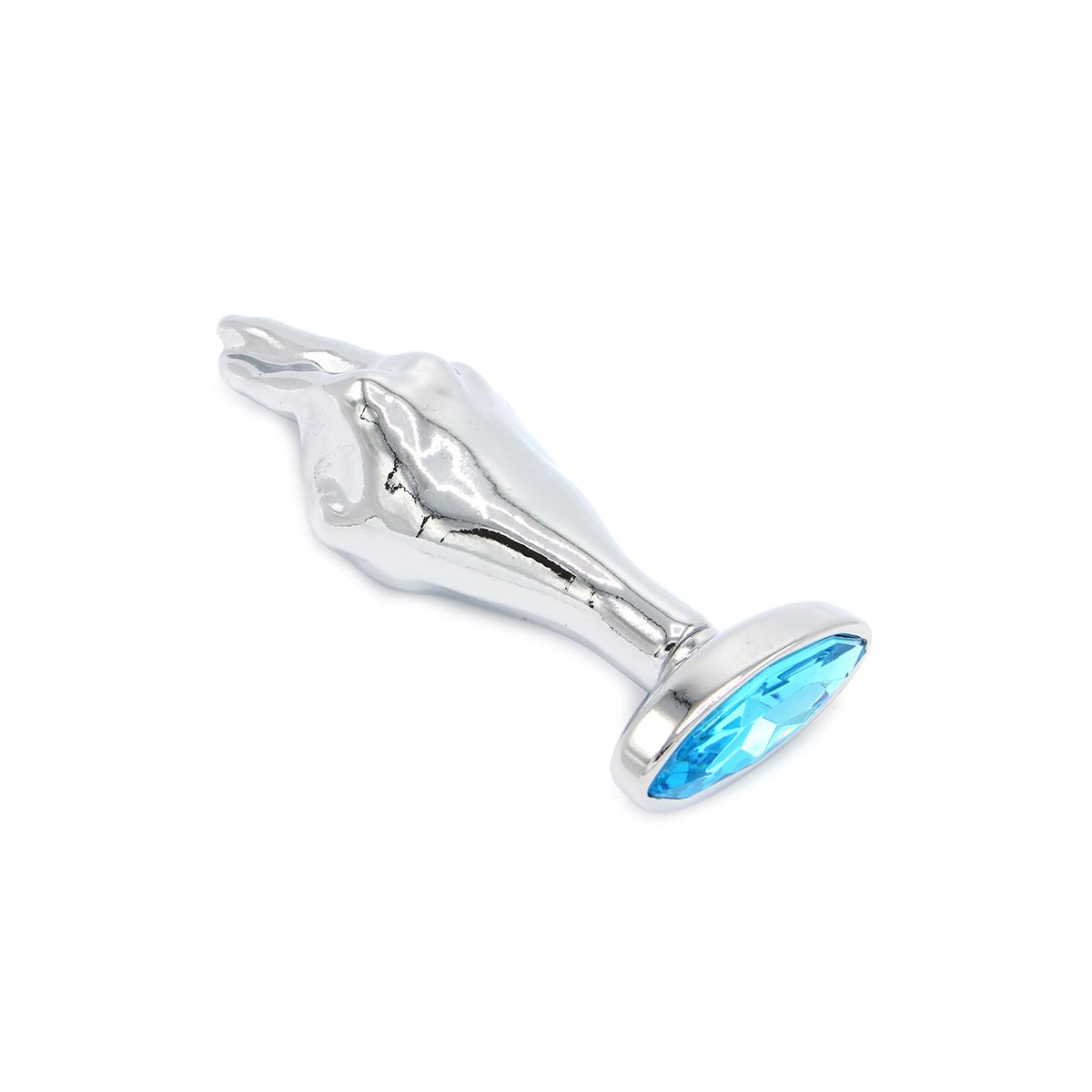 Stalen Fist Buttplug met Blauwe Siersteen – RVS Anaalplug L