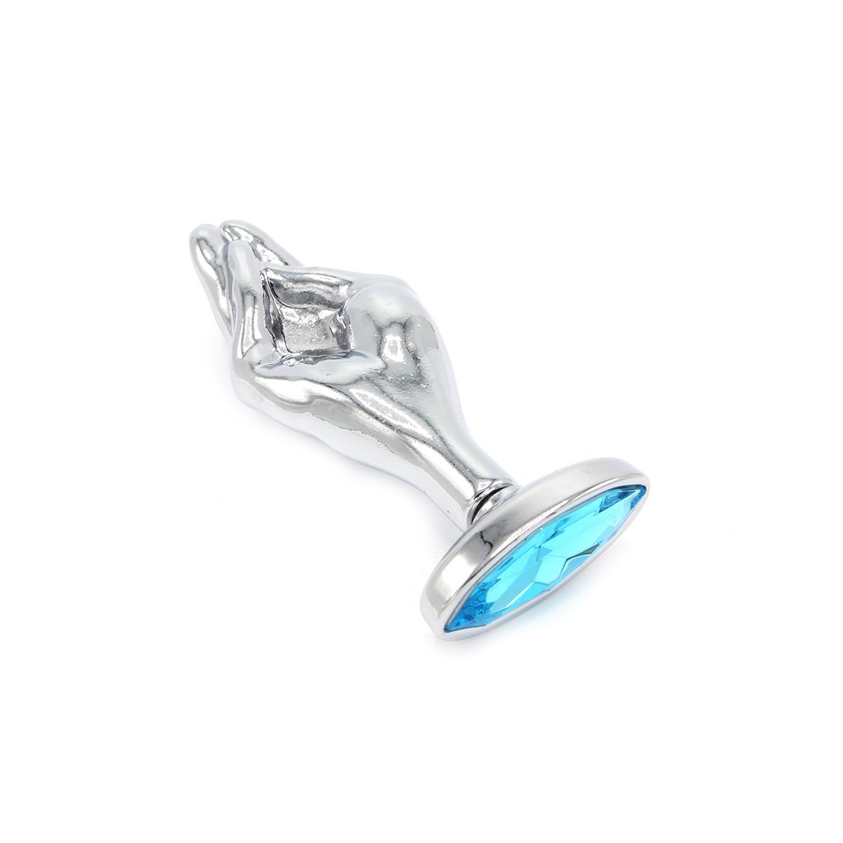 Stalen Fist Buttplug met Blauwe Siersteen – RVS Anaalplug L