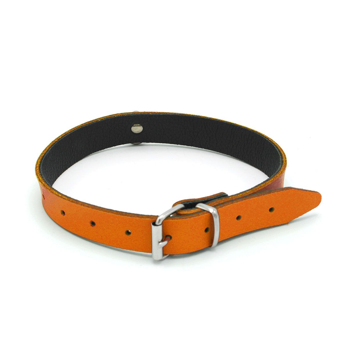 Oranje Zwart Leren Collar en/of Handboeien Kopen - Mini O - Ring - BDSM - SM - speeltjes