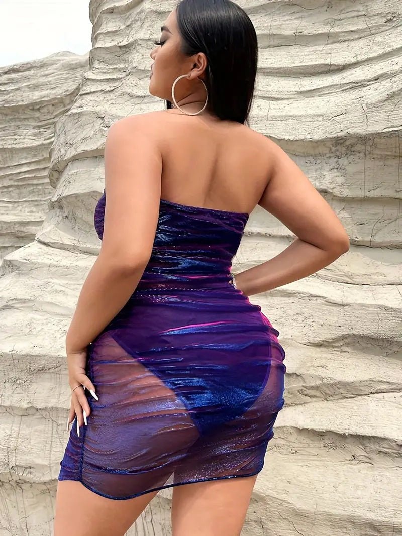 Paars sexy glitter mini jurkje - 2XL - 3XL - 4XL - SM - speeltjes