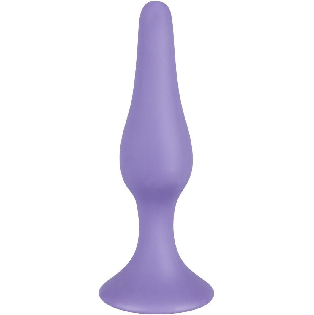 Paarse Silicone Buttplug met Zuignap 58g – 9cm Flexibel Smalle Punt - Buttplug - SM - speeltjes