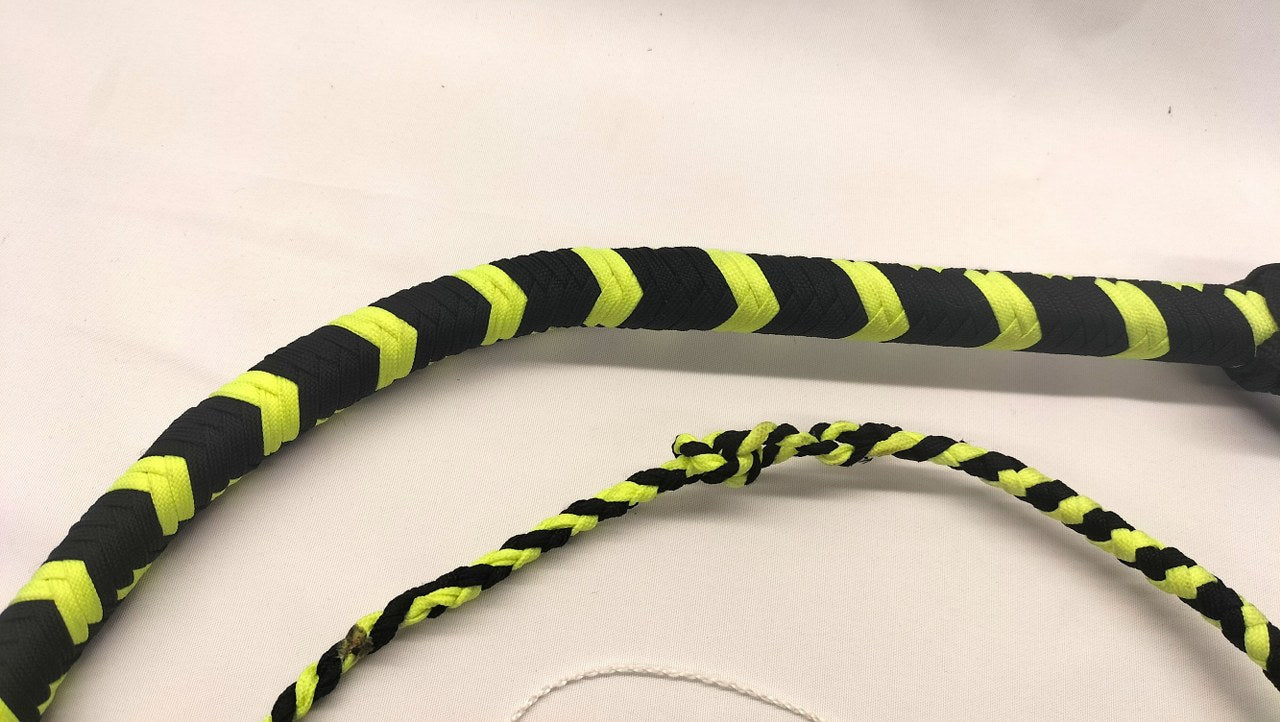 Paracord Bullwhip 90cm Zwart/FLUO Geel - Premium BDSM Impact Play Zweep - Impact Play - SM - speeltjes