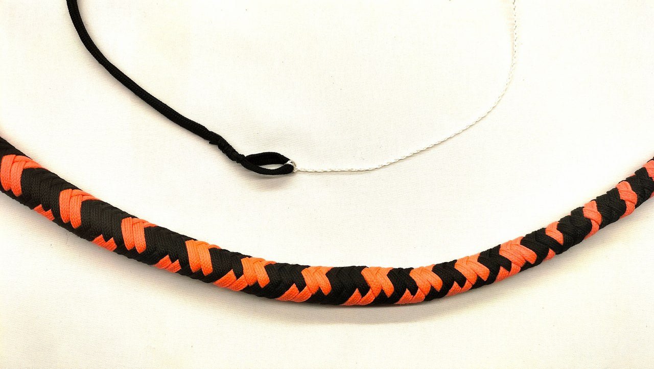Paracord Bullwhip 90cm Zwart/FLUO Oranje - Premium BDSM Impact Play Zweep - Impact Play - SM - speeltjes
