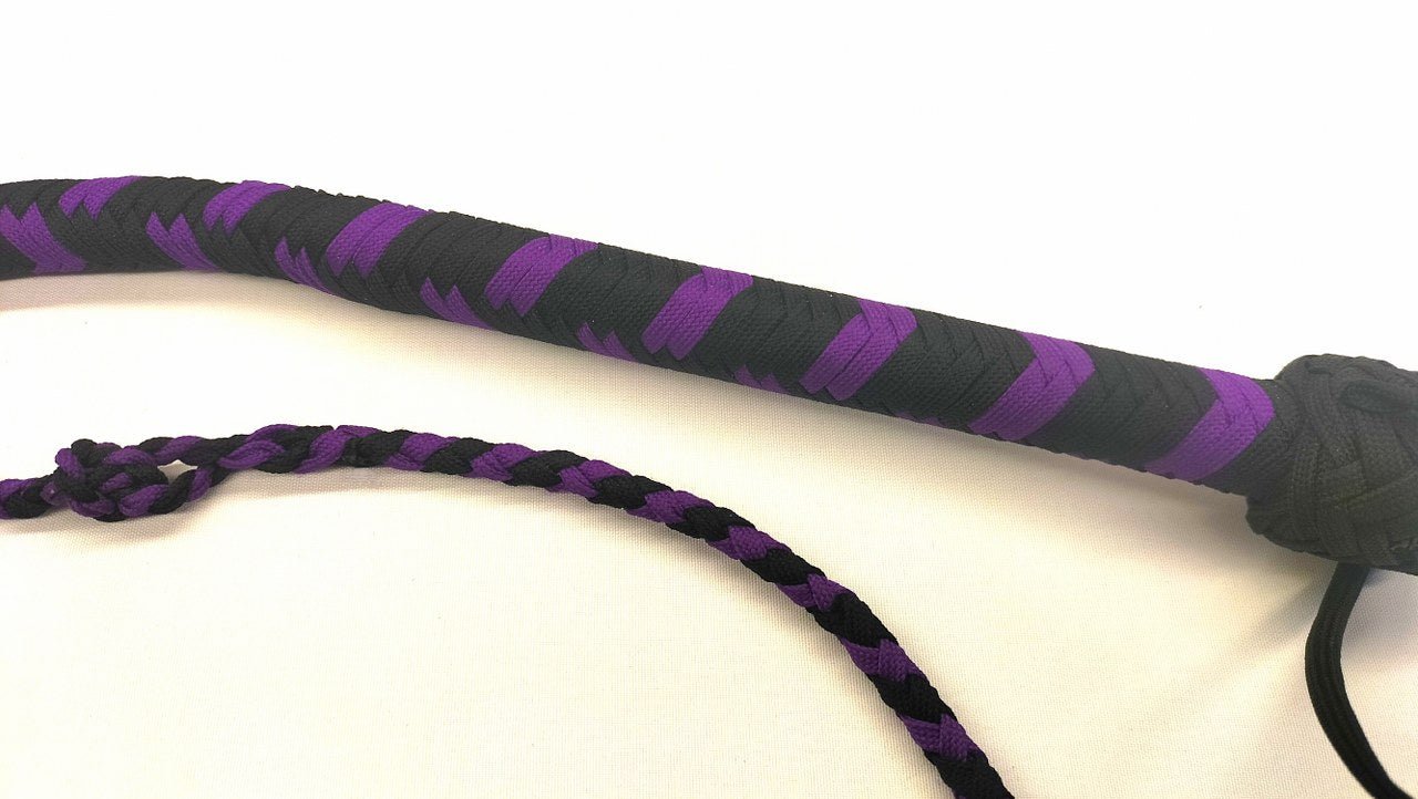 Paracord Bullwhip 90cm Zwart/Paars - Premium BDSM Impact Play Zweep - Impact Play - SM - speeltjes
