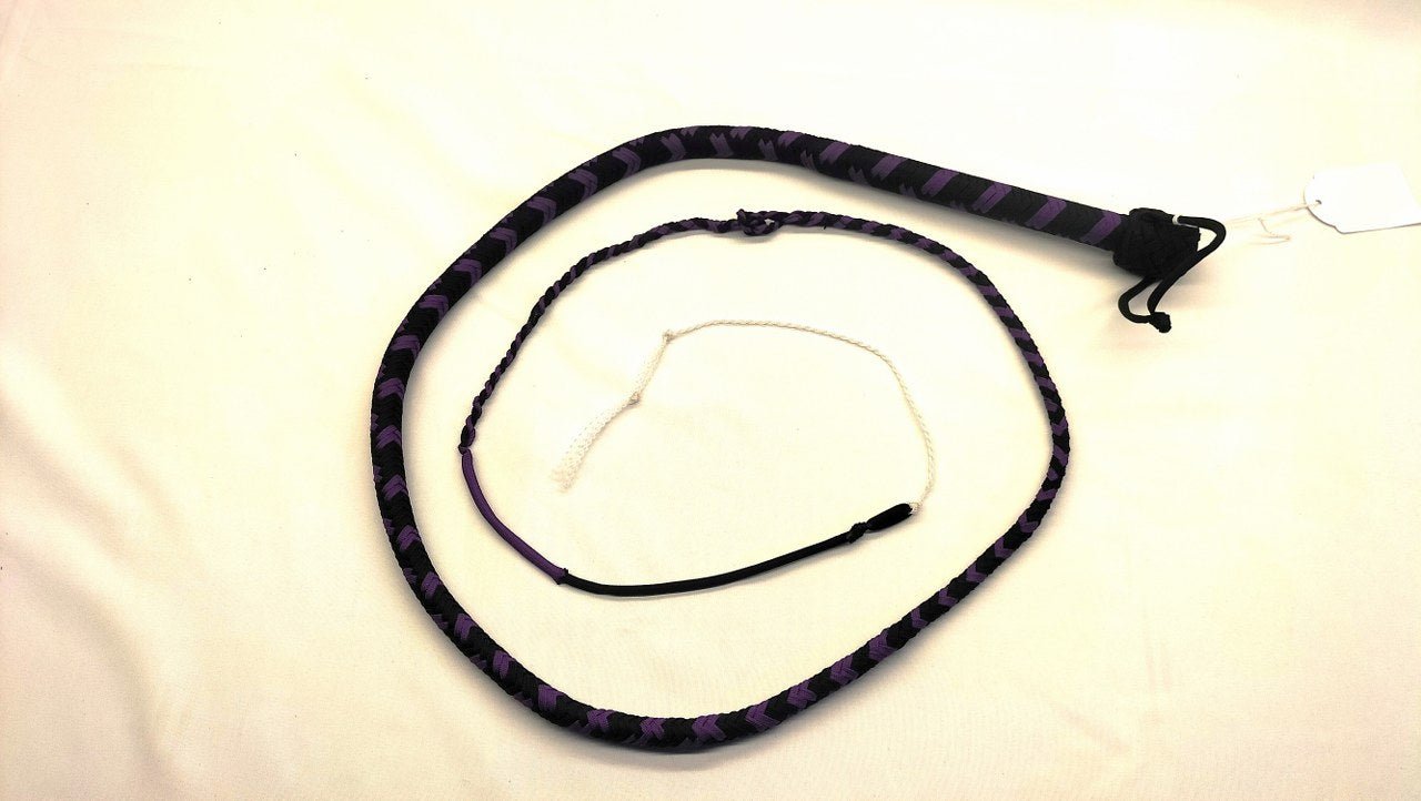 Paracord Bullwhip 90cm Zwart/Paars - Premium BDSM Impact Play Zweep - Impact Play - SM - speeltjes