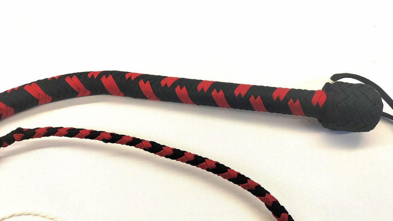 Paracord Bullwhip 90cm Zwart/Rood - Premium BDSM Impact Play Zweep - Impact Play - SM - speeltjes