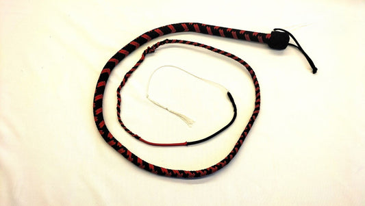 Paracord Bullwhip 90cm Zwart/Rood - Premium BDSM Impact Play Zweep - Impact Play - SM - speeltjes
