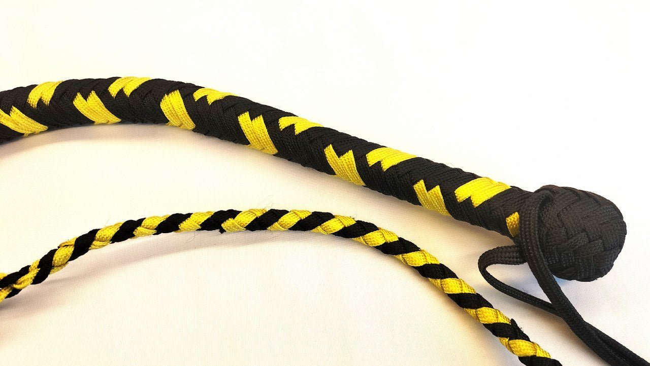 Paracord Snakewhip 4 Foot 120cm Zwart/Geel - Bullwhip BDSM Impact Toy - Impact Play - SM - speeltjes