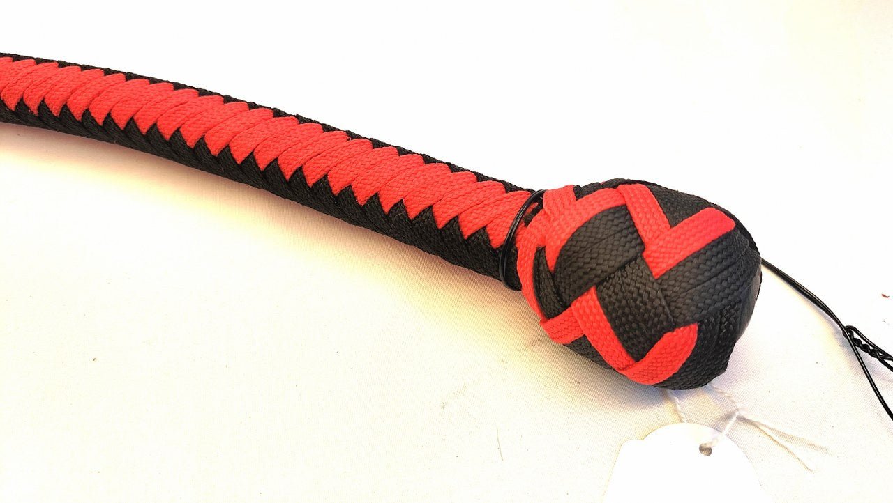 Paracord Snakewhip 4 Foot (120cm) - Zwart/Rood met Lood Verzwaring - Impact Play - Zwepen - SM - speeltjes