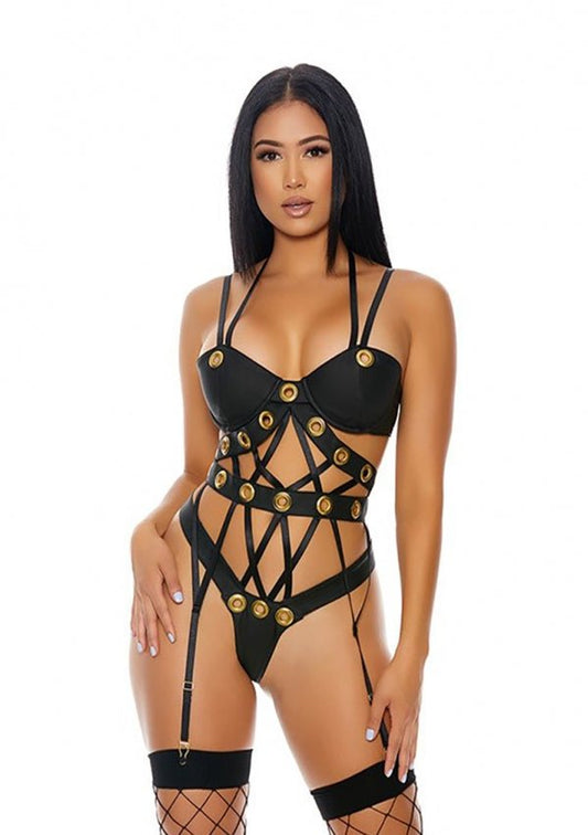 Prachtige zwarte teddy met accenten - SM - speeltjes