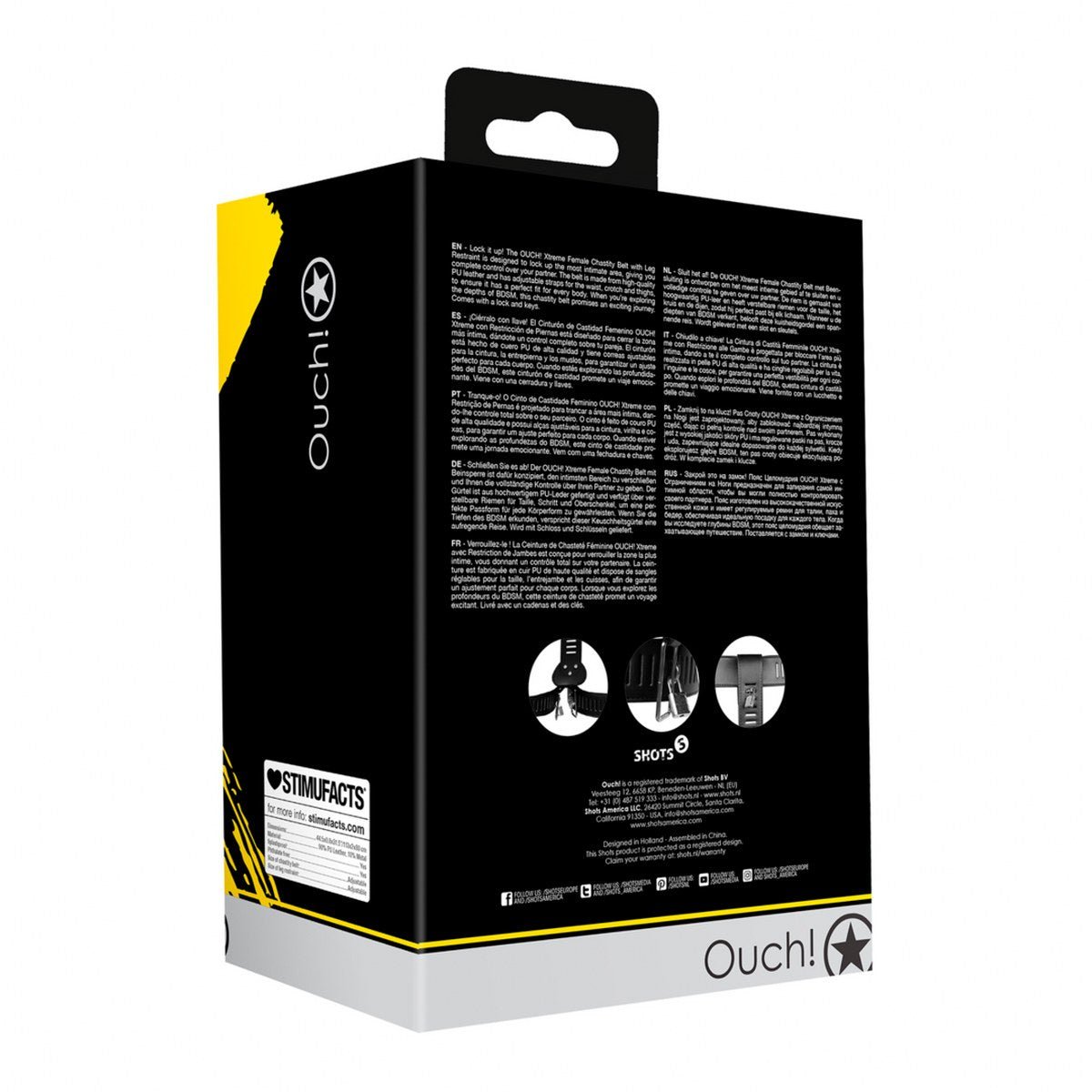 PU Leather Female Chastity Belt with Leg Restraint - Black - SM - speeltjes