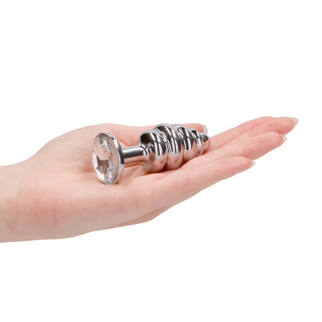 Ribbed Diamond butplug - 2.8" / 7 cm - Silver - SM - speeltjes