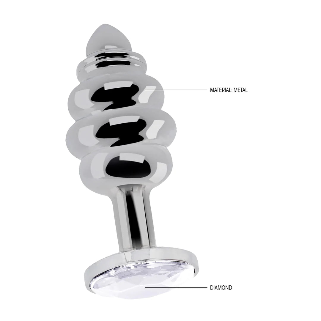 Ribbed Diamond butplug - 2.8" / 7 cm - Silver - SM - speeltjes