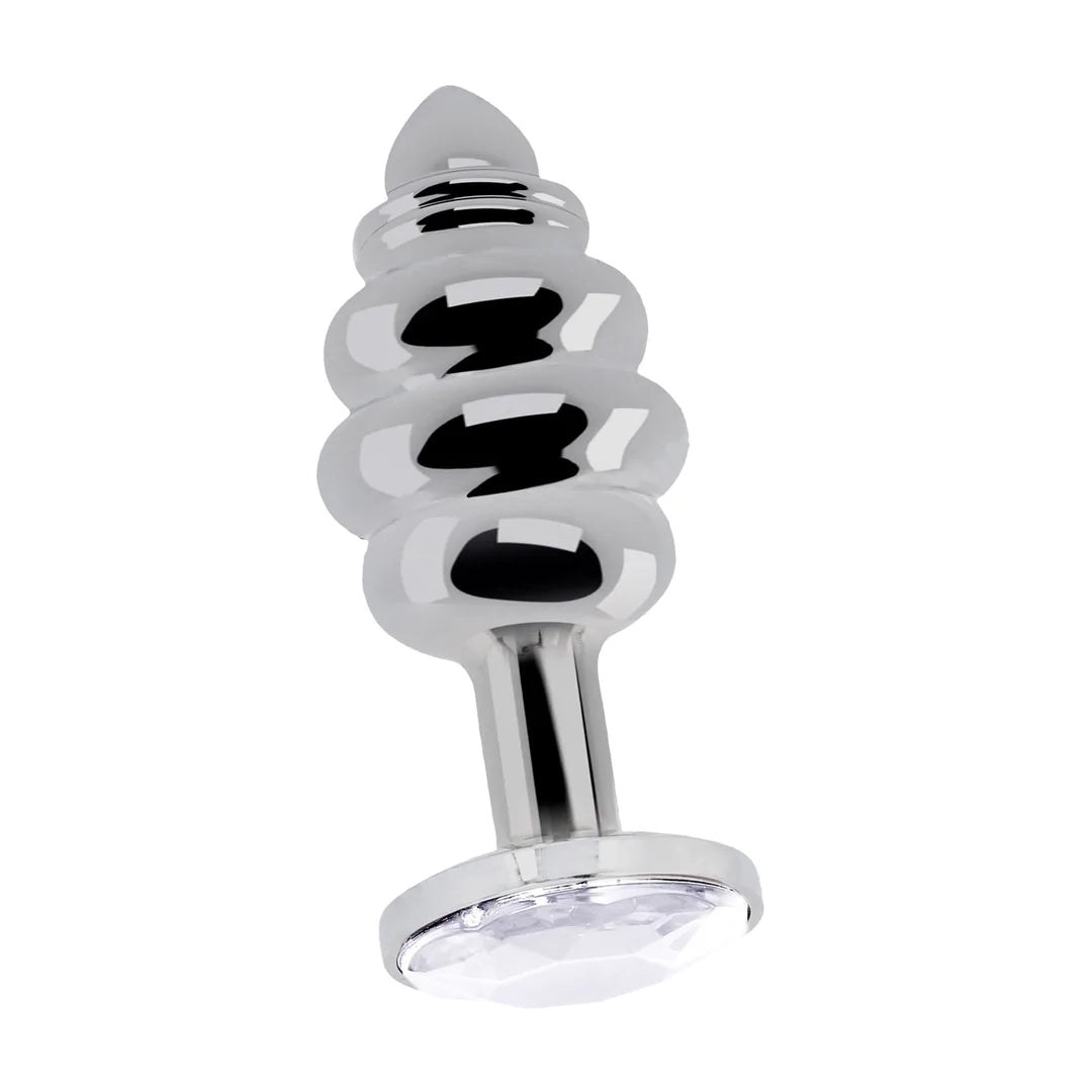 Ribbed Diamond butplug - 2.8" / 7 cm - Silver - SM - speeltjes