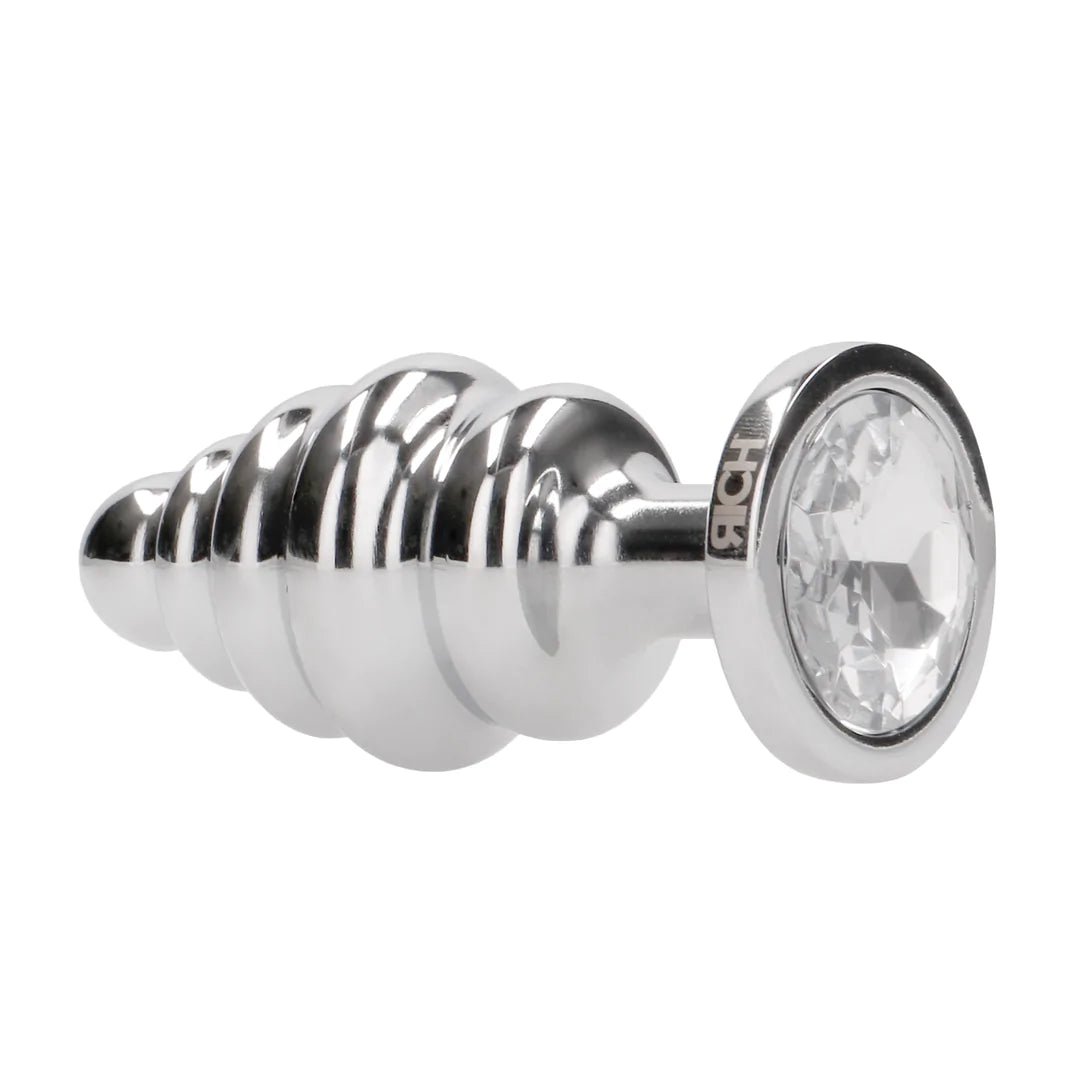 Ribbed Diamond butplug - 2.8" / 7 cm - Silver - SM - speeltjes