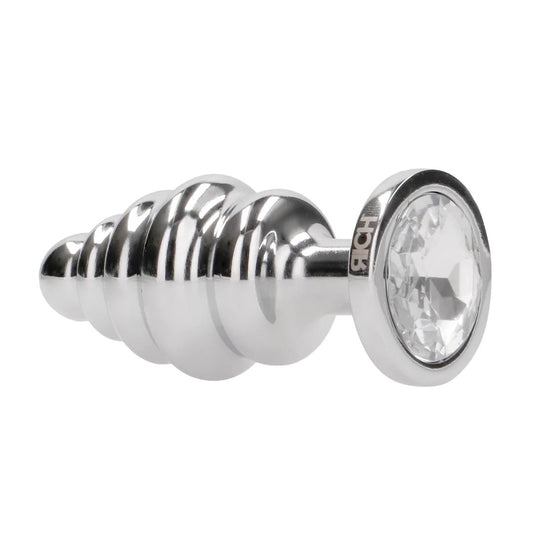 Ribbed Diamond butplug - 2.8" / 7 cm - Silver - SM - speeltjes