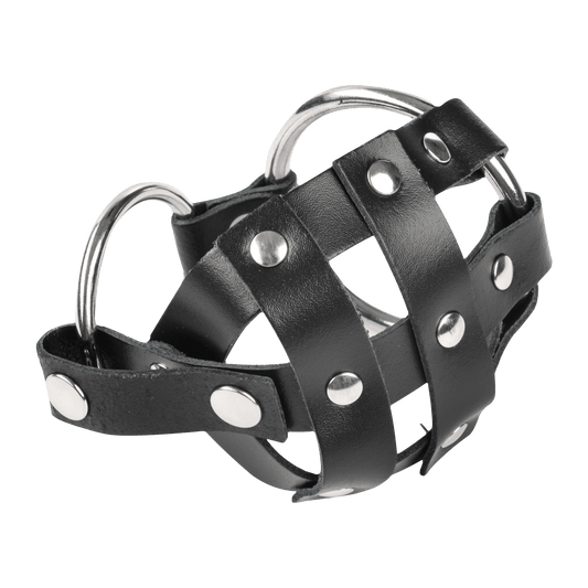 Rimba Bondage Play – Leren Balzakkooi met Spijkers – Handgemaakte CBT Kooi – Zwart - Balzakkooi - SM-speeltjes