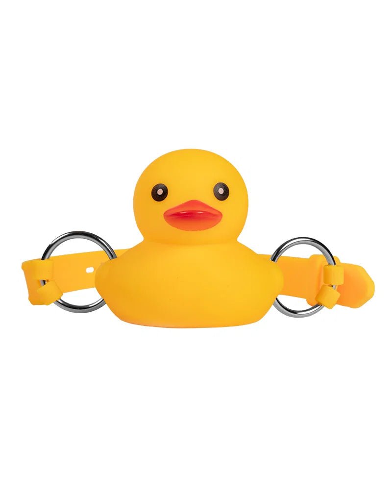 Rimba Mondknevel Geel Eendje – Siliconen Piepende Duck Gag 31–47 cm - Ball Gags - SM-speeltjes