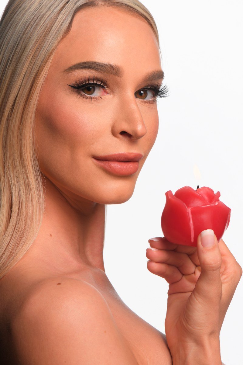 Rode druppelkaars roos - SM - speeltjes