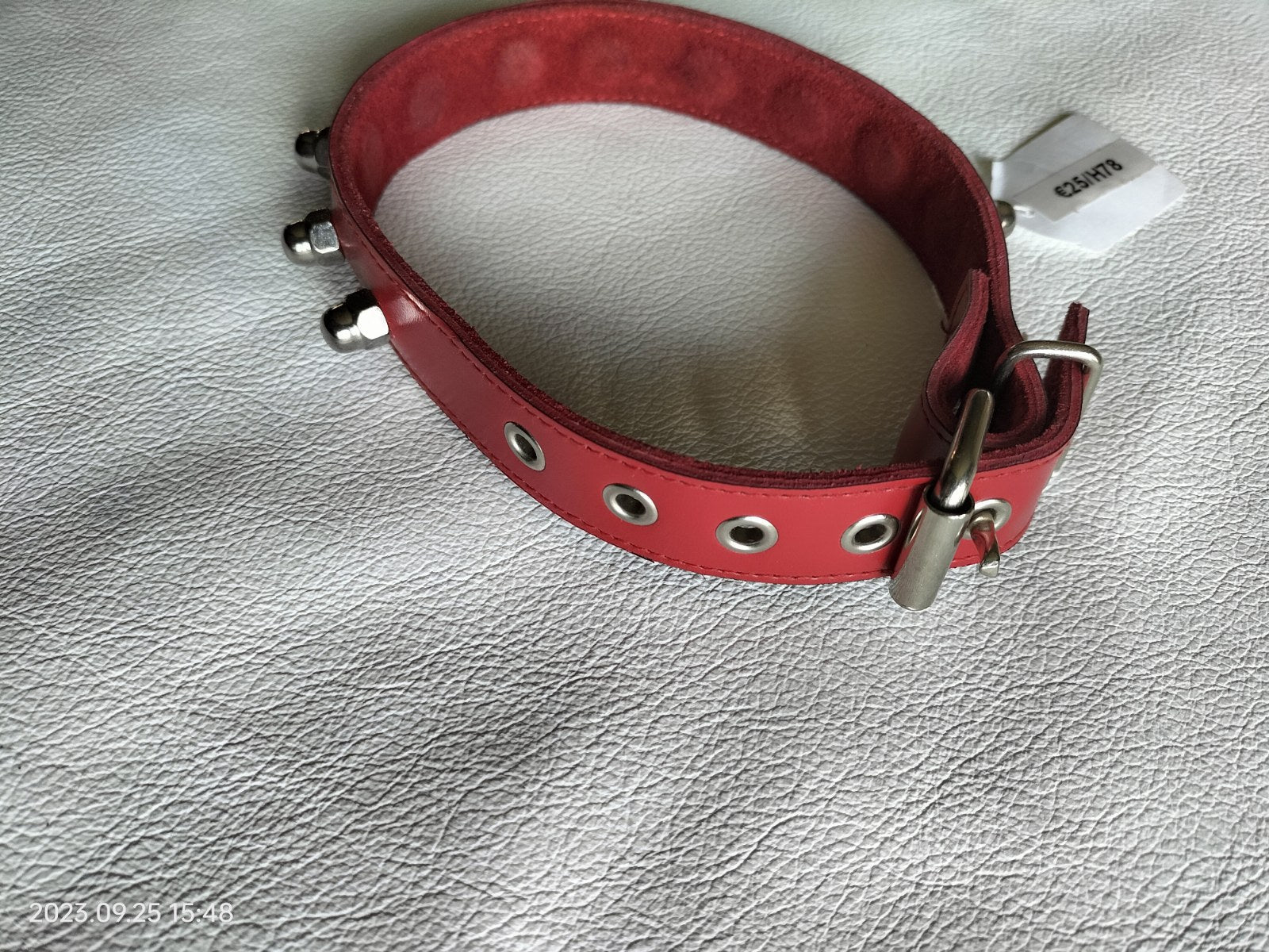 Rode of zwarte lederen collar met studs - SM - speeltjes