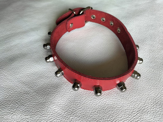 Rode of zwarte lederen collar met studs - SM - speeltjes