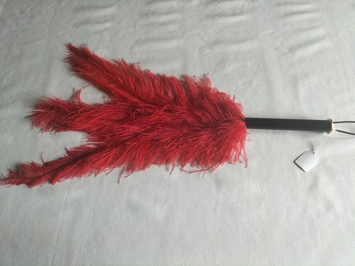 Rode sensual play struisvogel veren flogger - SM - speeltjes