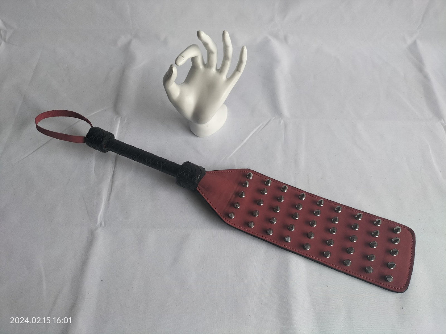 Rood zwart nubuck paddle met pins - SM - speeltjes