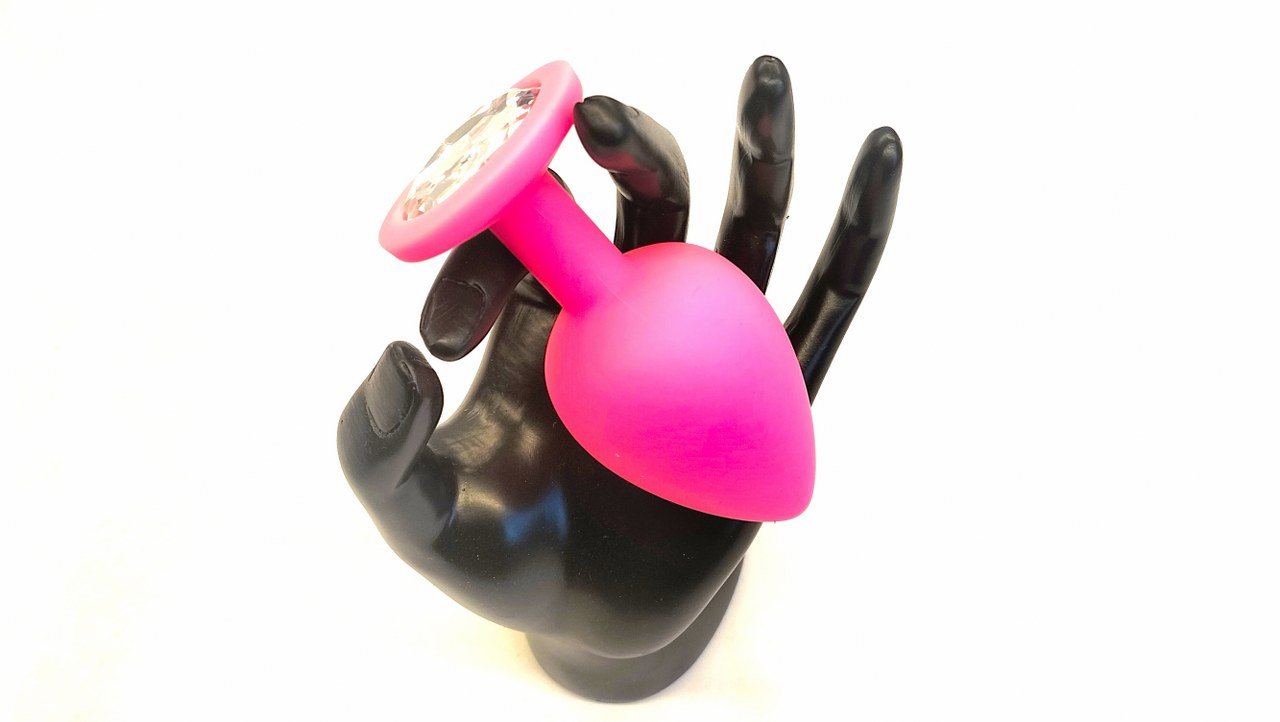 Roze Silicone Buttplug Maat L 42mm - Butplug met Kristal Steen - Buttplug - SM - speeltjes
