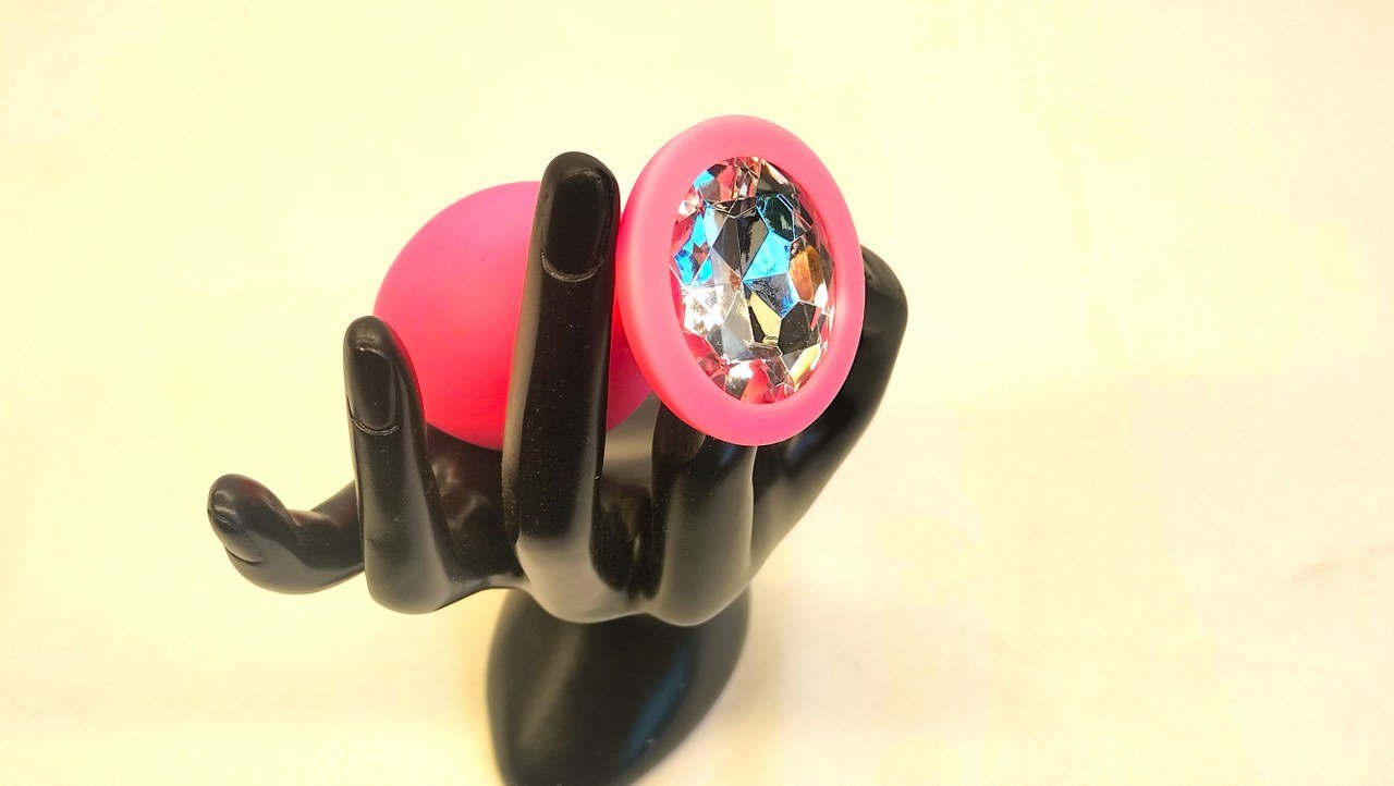 Roze Silicone Buttplug Maat L 42mm - Butplug met Kristal Steen - Buttplug - SM - speeltjes