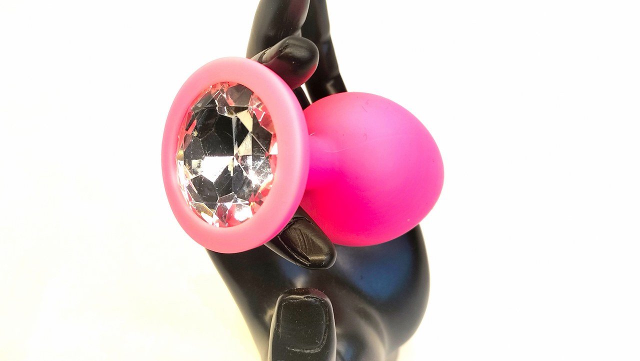 Roze Silicone Buttplug Maat L 42mm - Butplug met Kristal Steen - Buttplug - SM - speeltjes