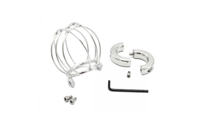 RVS Ballstretcher Ball Cage – Metalen Balzakkooi met Vergrendelbare Ring - CBT Ball Crusher - SM-speeltjes