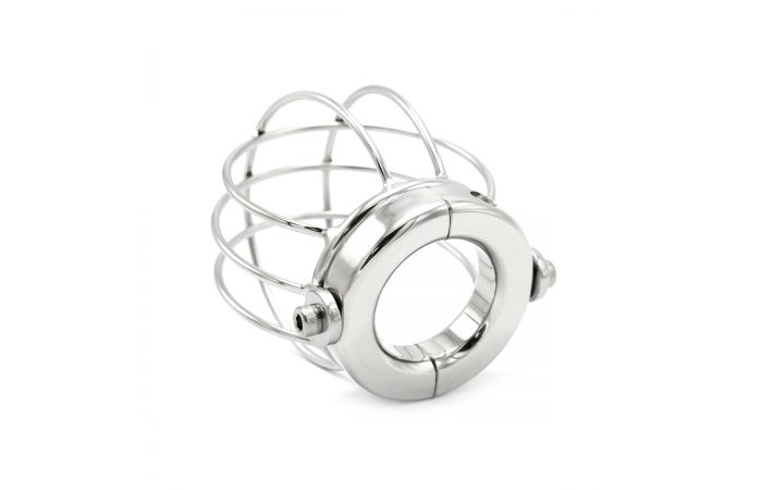 RVS Ballstretcher Ball Cage – Metalen Balzakkooi met Vergrendelbare Ring - CBT Ball Crusher - SM-speeltjes